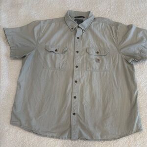 🔥HP🔥Carhartt Men’s Loose Fit Button-Down Work Shirt XXL Neutral Stone Utility